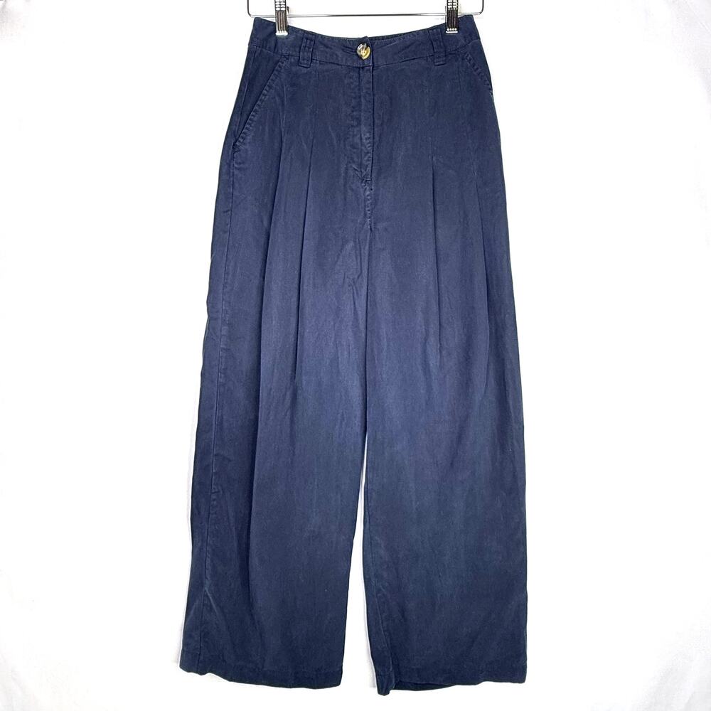 Asos Blue Wide Leg Pleat Front Pants 4
